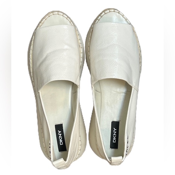 DKNY Orza peep-toe espadrille wedge in white leather Size 10 - Picture 2 of 11